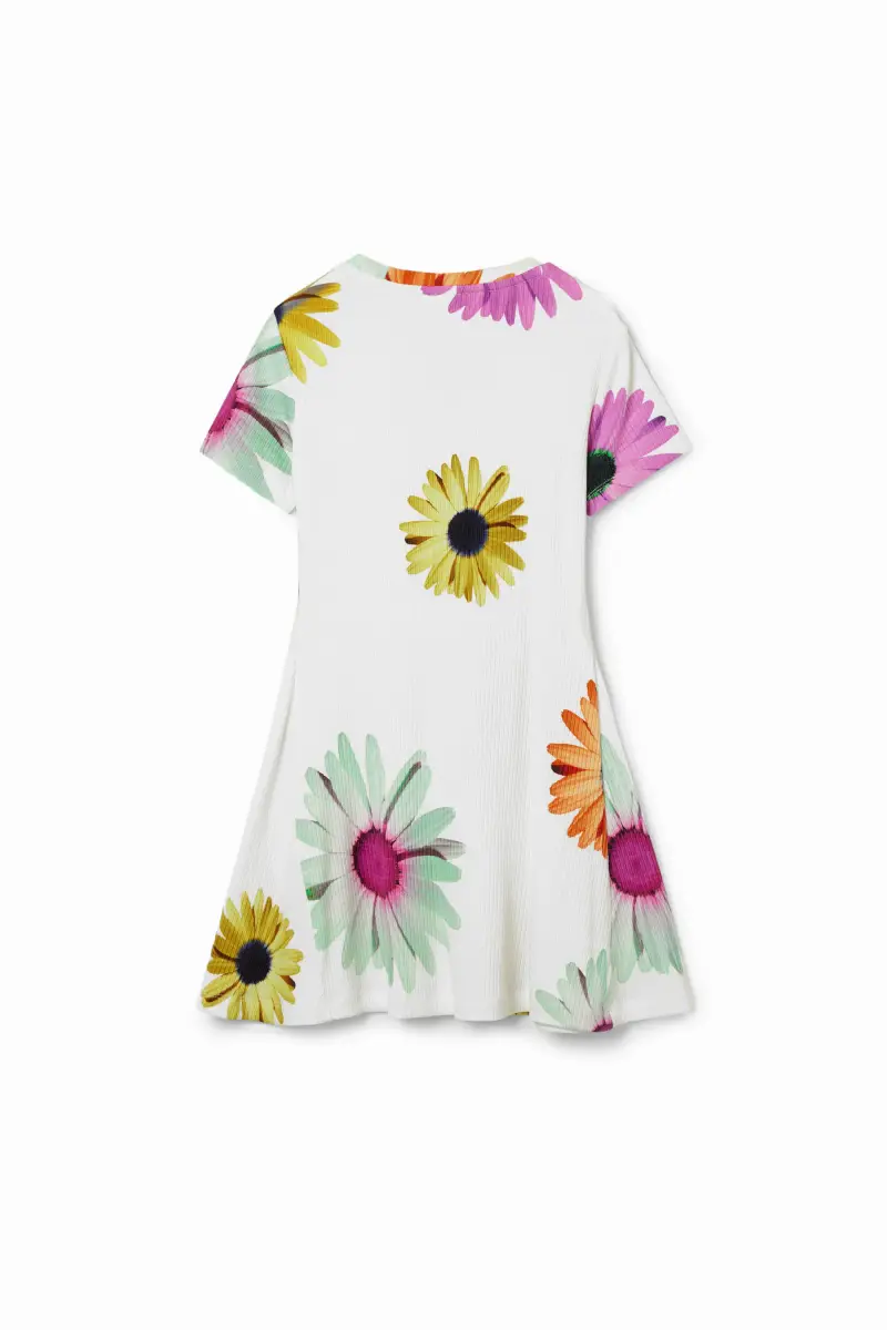 Abito corto costine margherite WHITE miniatura 2