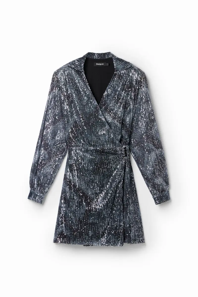 Abito corto portafoglio paillettes BLACK