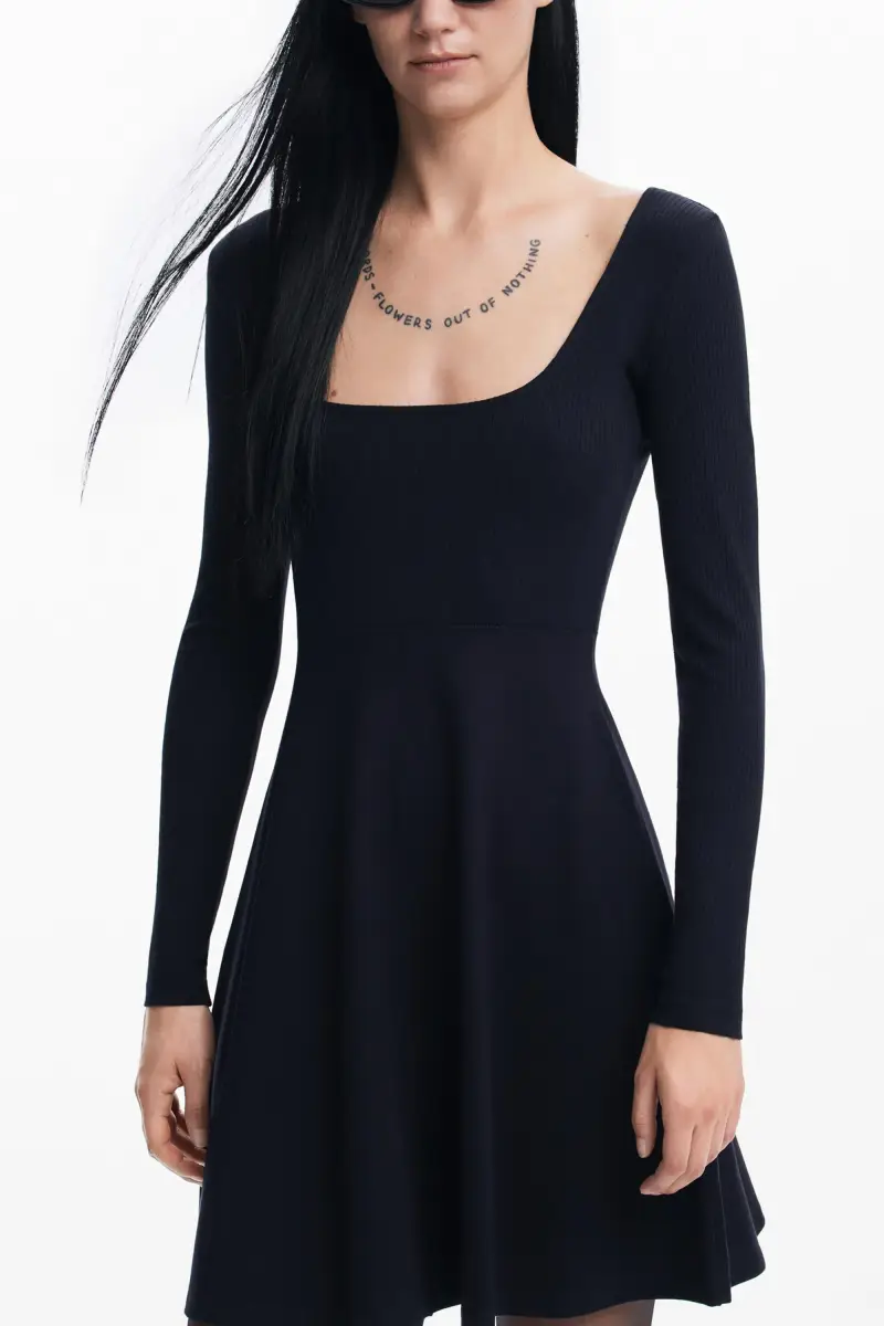 Abito corto svasato BLACK miniatura 2