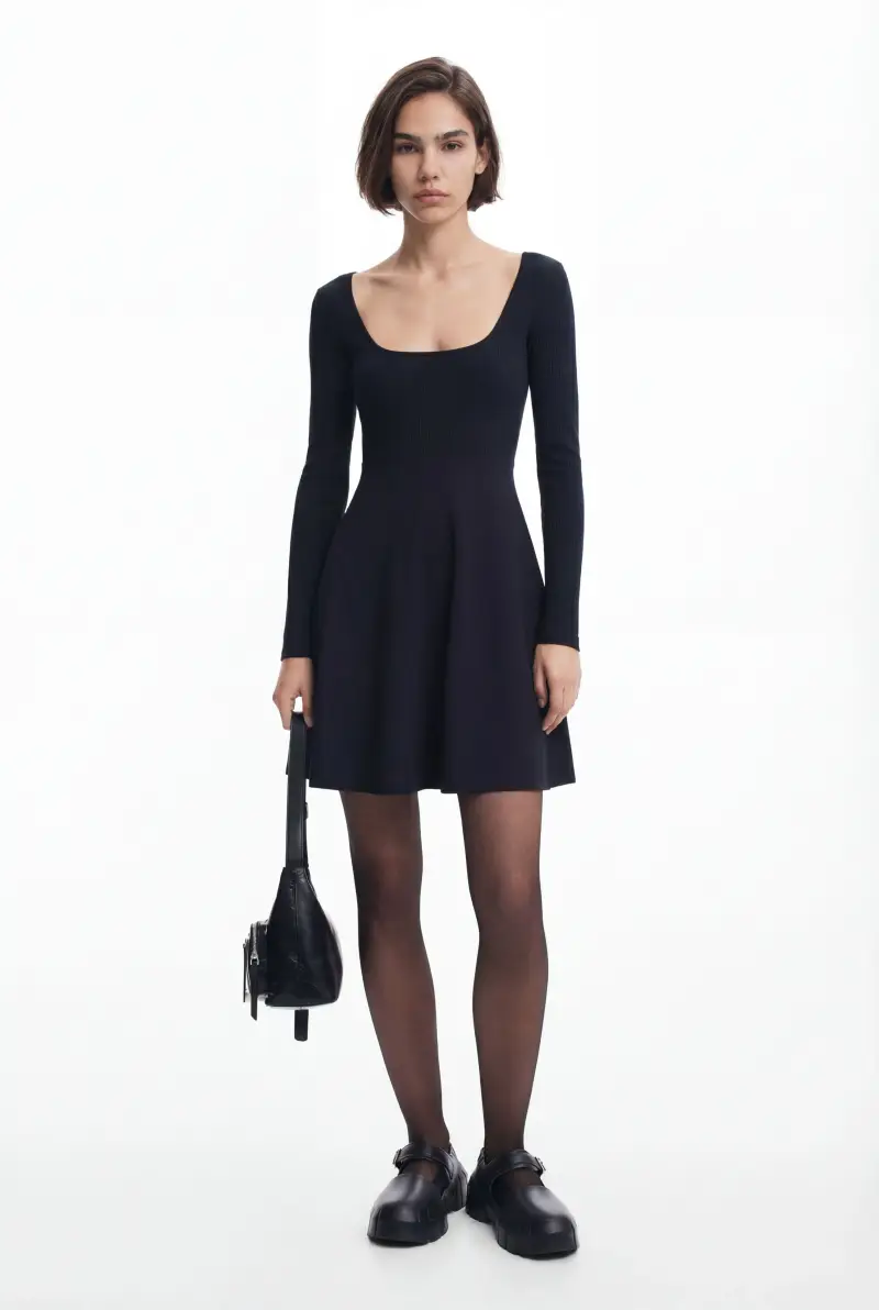 Abito corto svasato BLACK