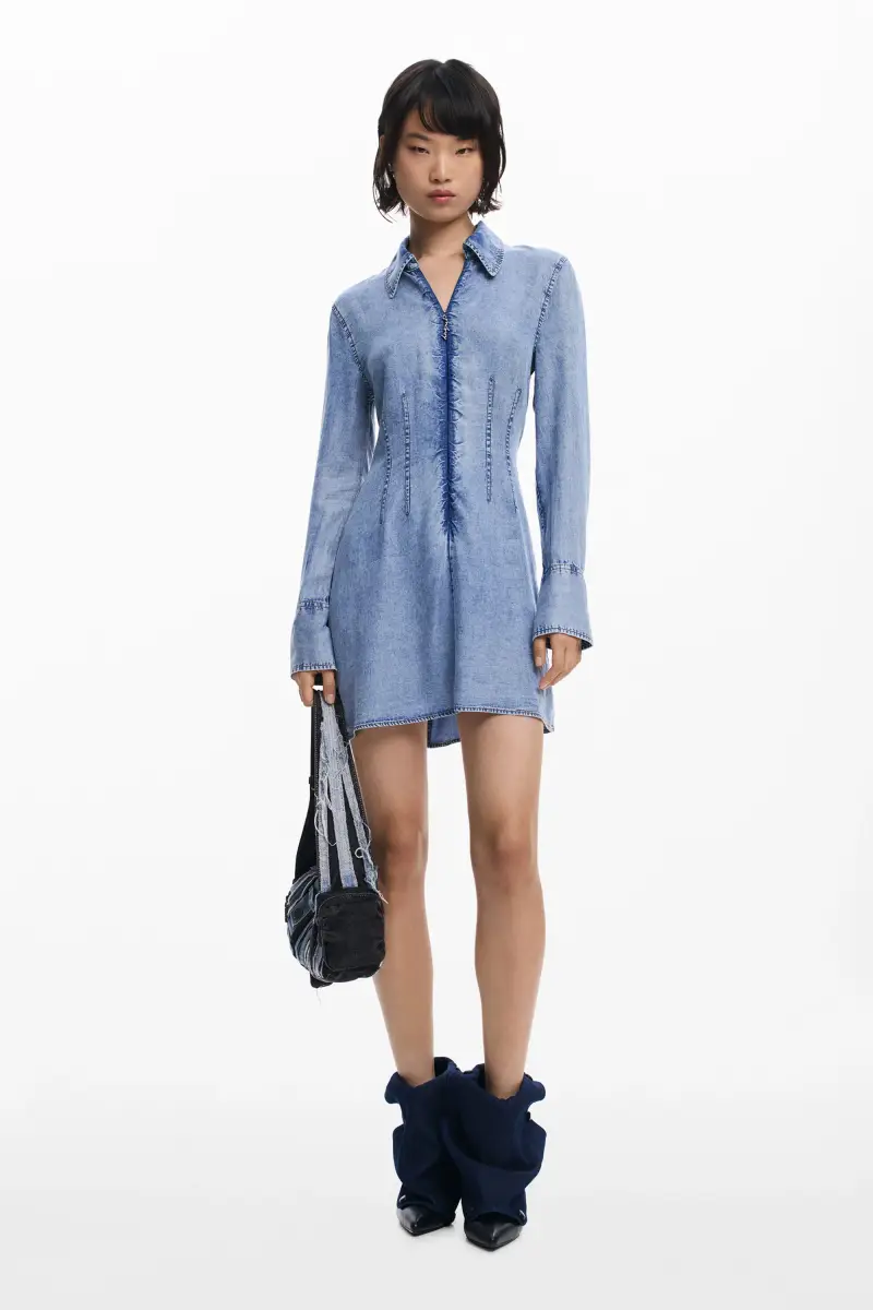 Abito in denim a maniche lunghe BLUE