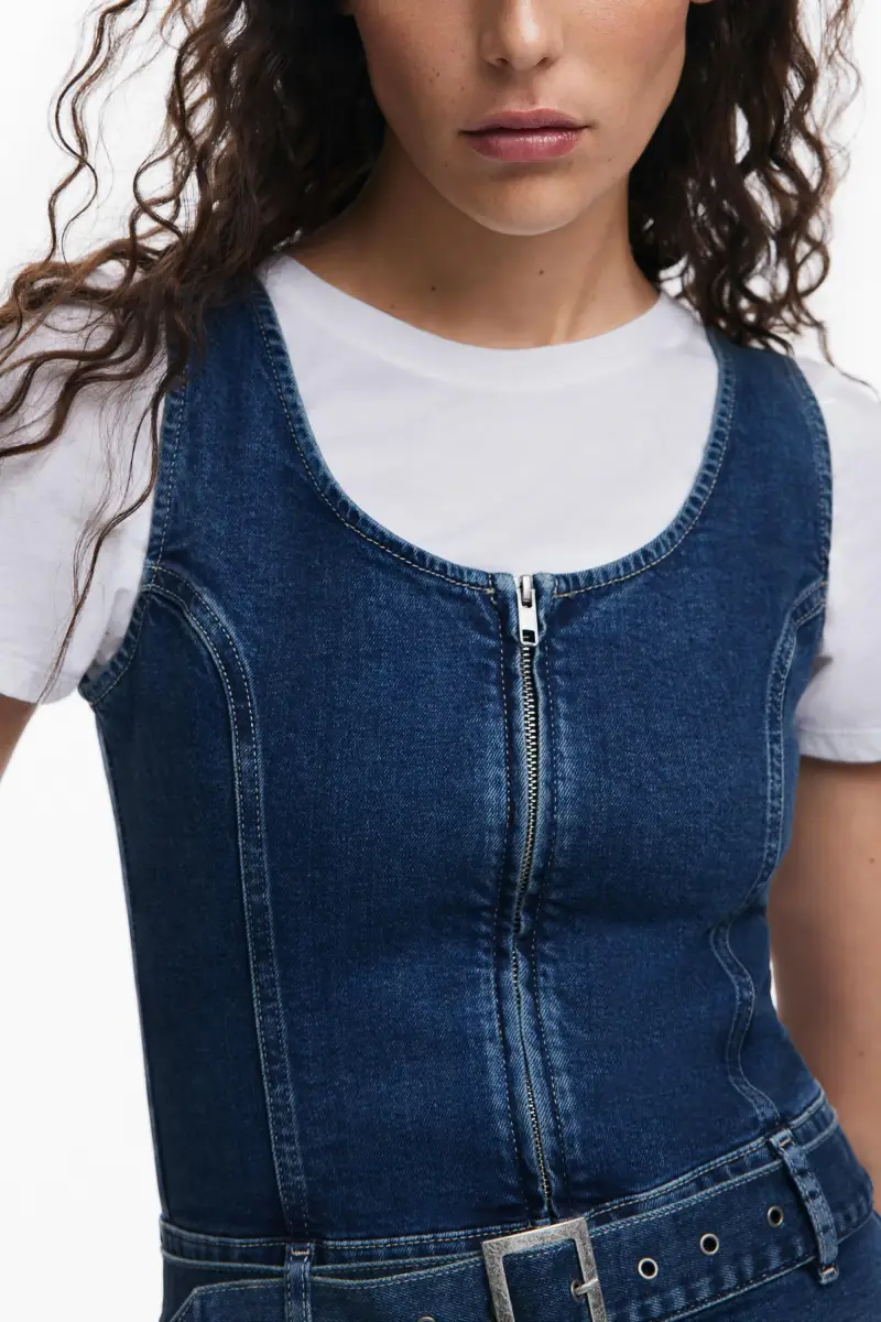 Abito in denim con cintura BLUE miniatura 2