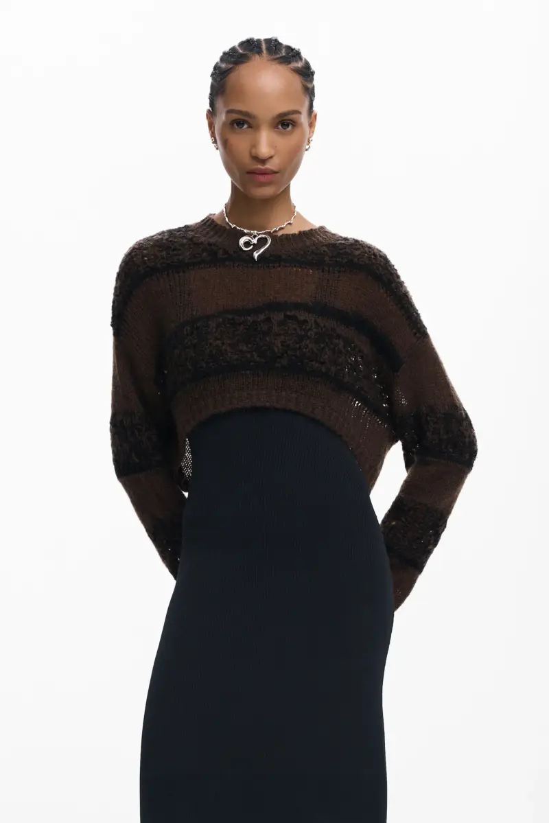 ABITO IN MAGLIA A MANICHE LUNGHE BLACK miniatura 2