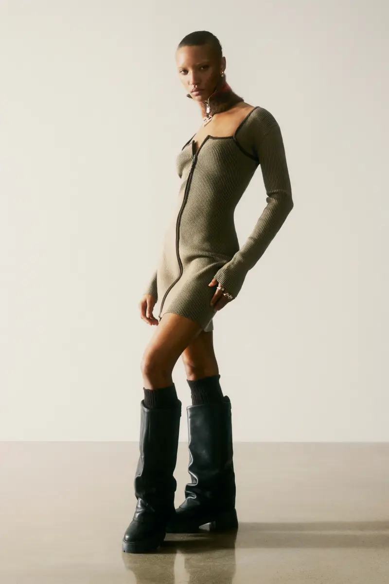 ABITO IN MAGLIA CON ZIP BROWN