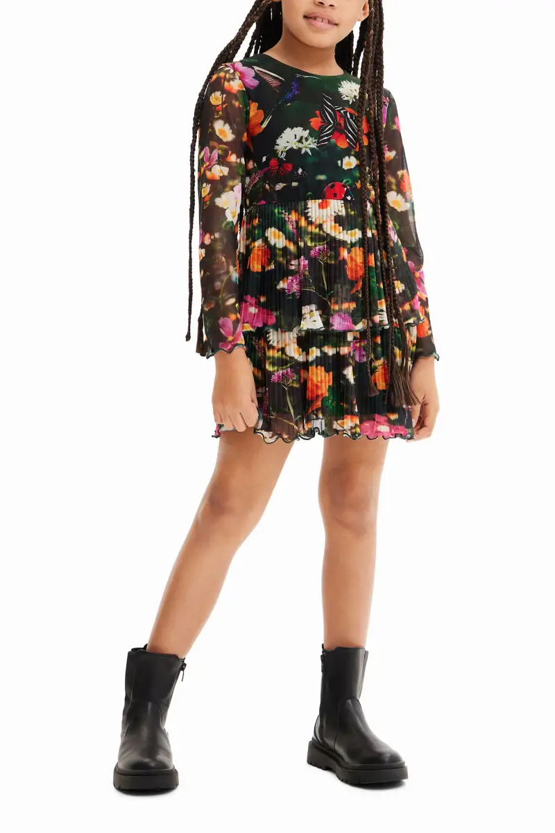 Abito in tulle fiori GREEN miniatura 2