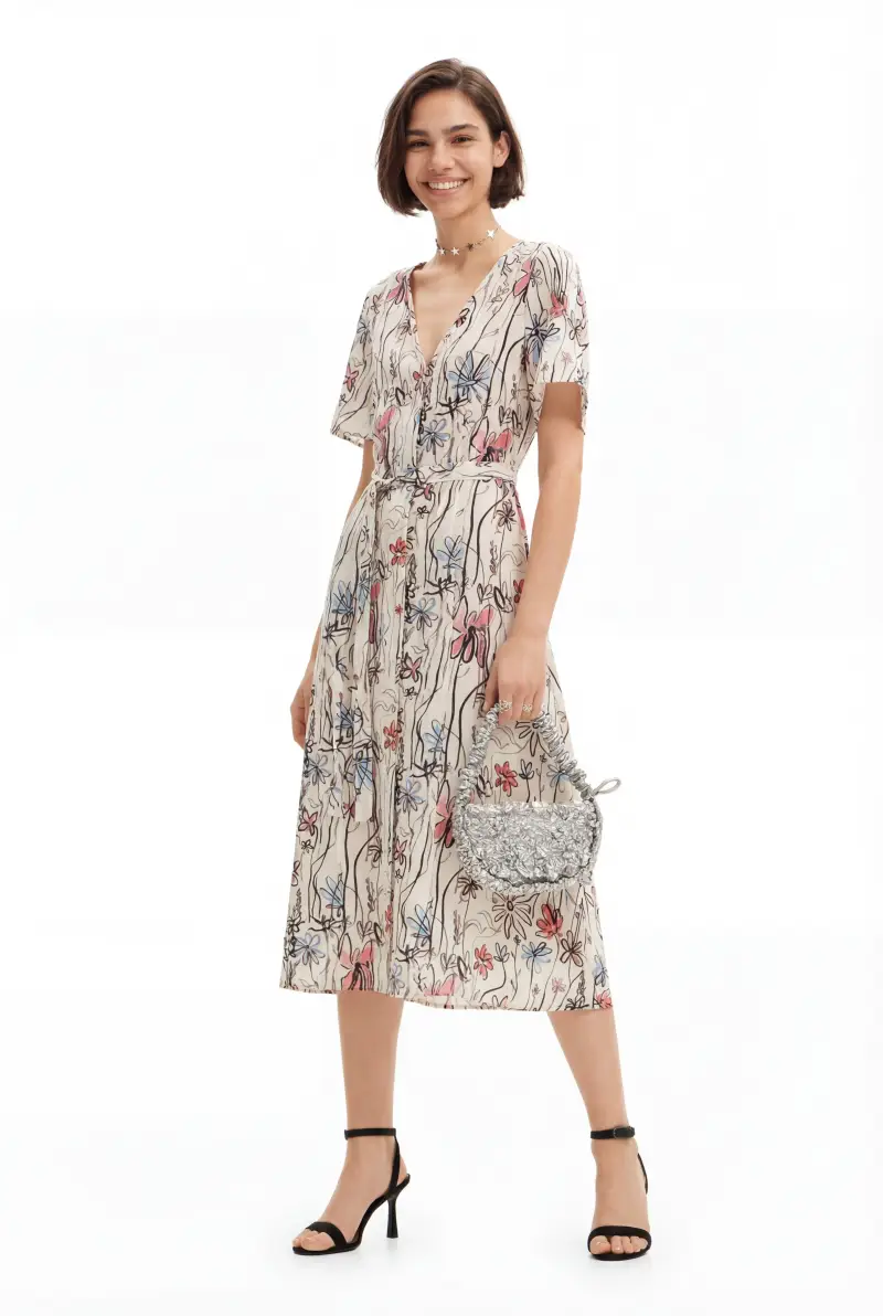 abito incrociato a fiori WHITE