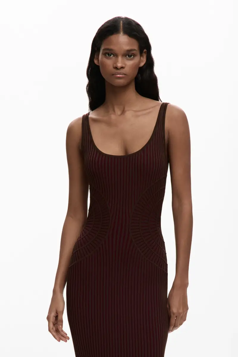 abito liscio con spalline BROWN miniatura 2