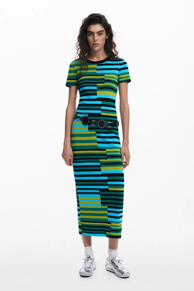 Abito lungo a righe MATERIAL FINISHES