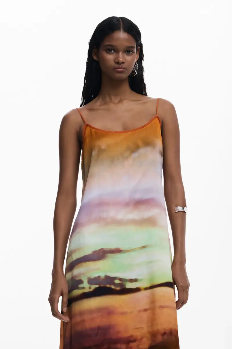 Abito lungo con spalline sunset YELLOW miniatura 2