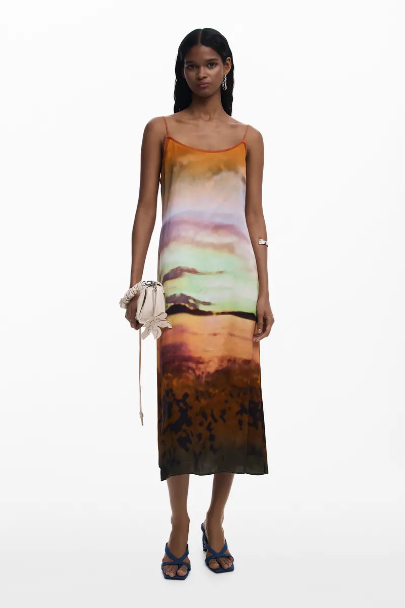 Abito lungo con spalline sunset YELLOW