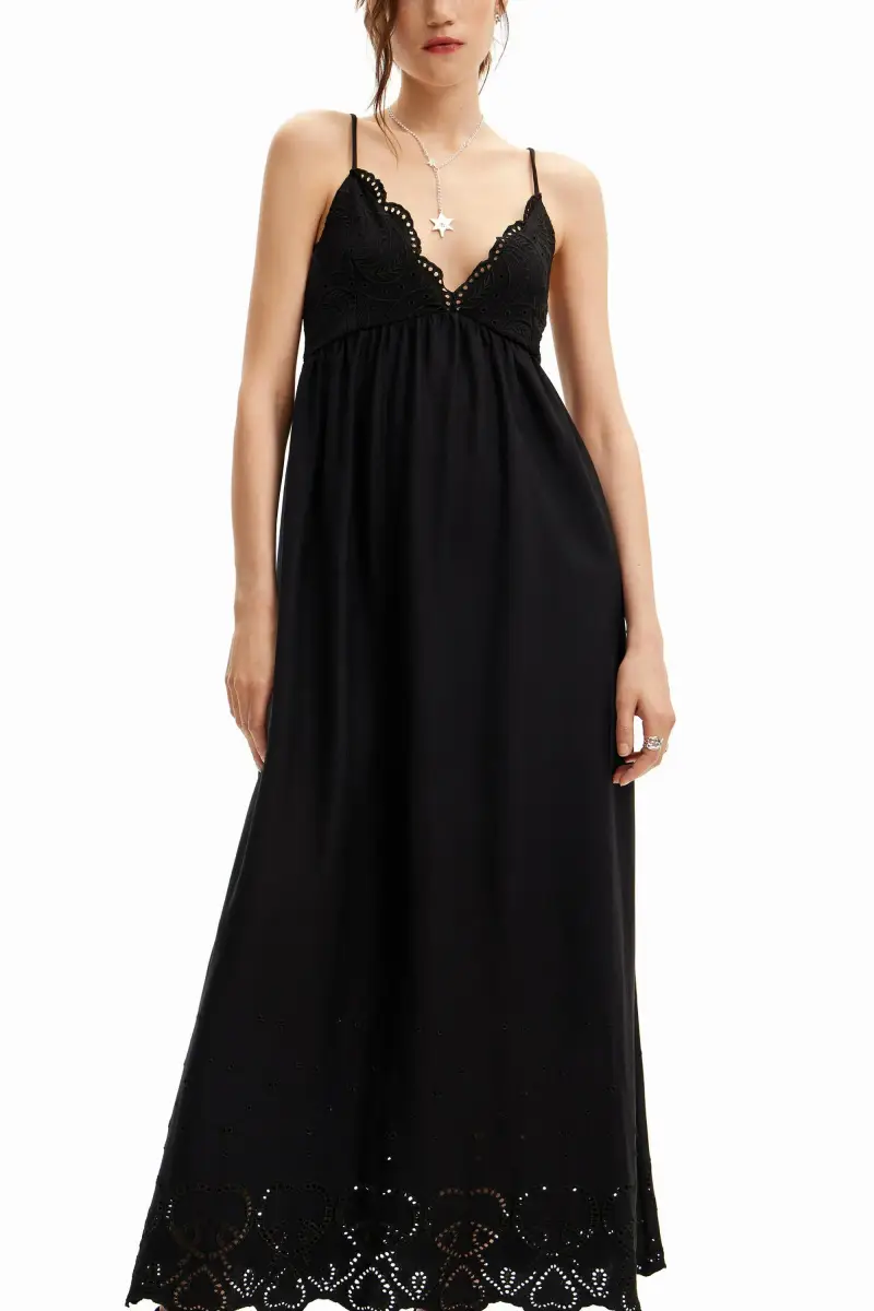 Abito lungo in pizzo BLACK miniatura 2