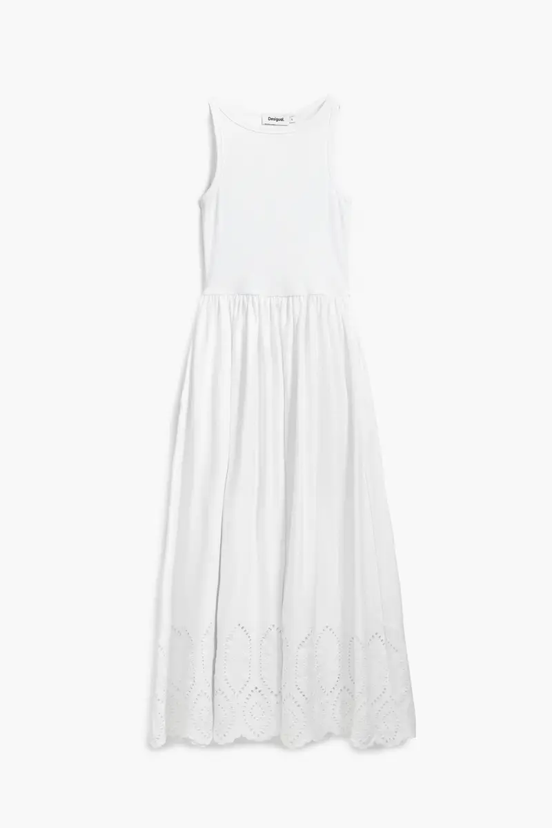 Abito lungo ricamato WHITE