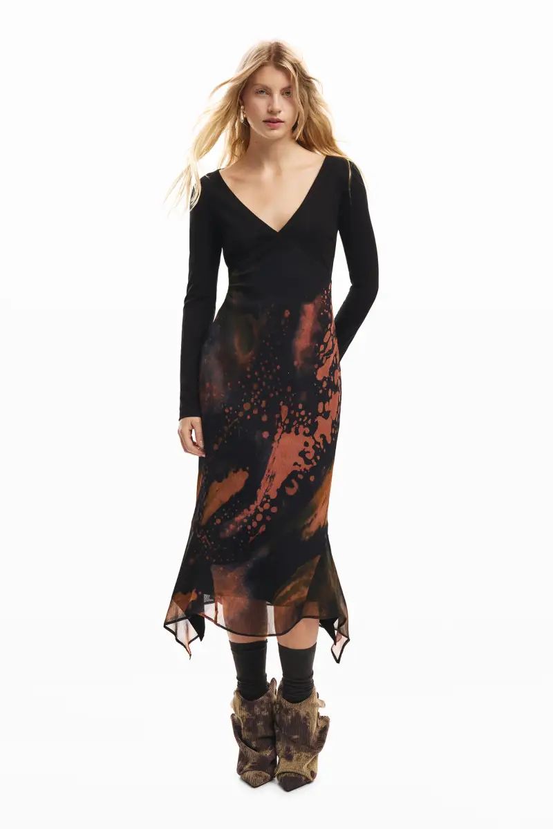 Abito lungo stampato BLACK