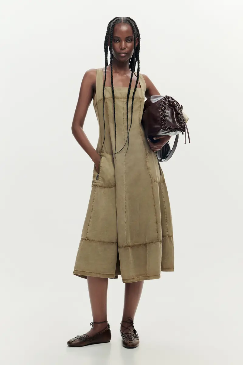 abito midi con cuciture BROWN