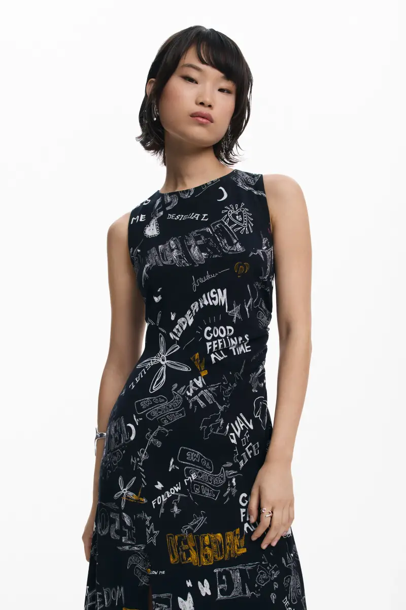 Abito midi graffiti BLACK miniatura 2