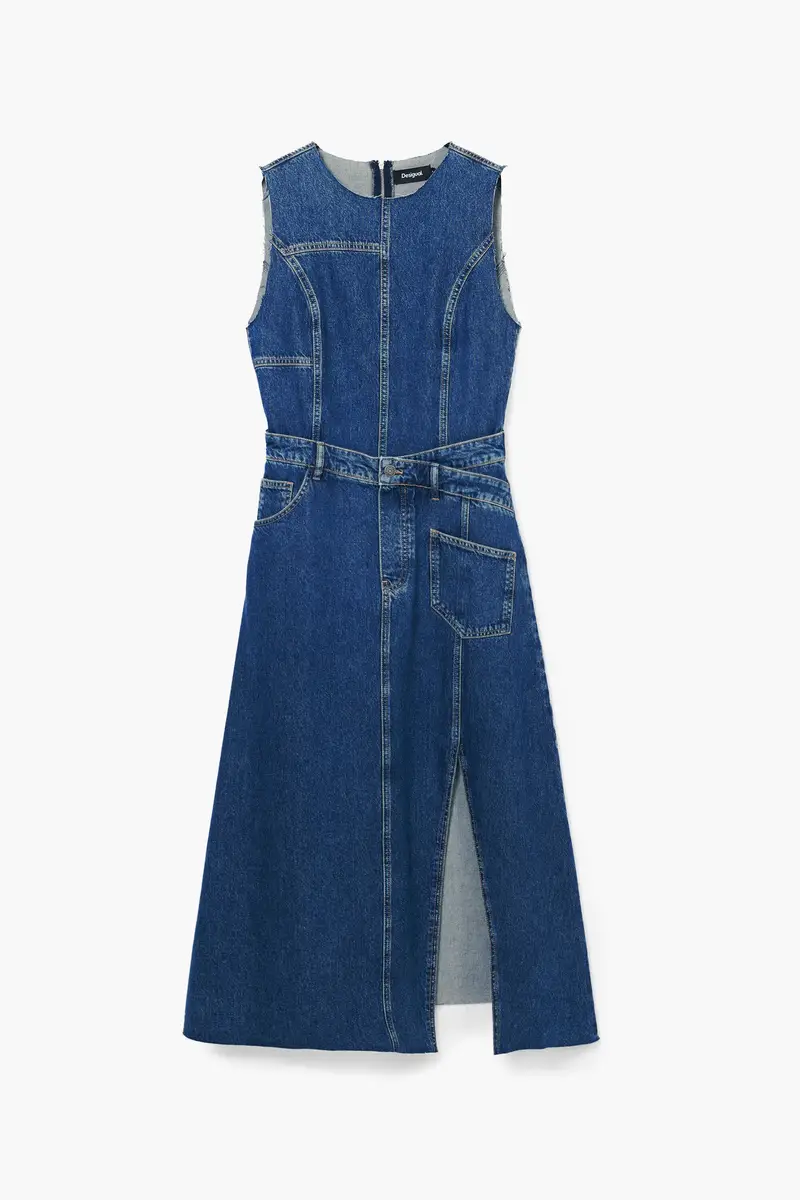 Abito midi in denim BLUE
