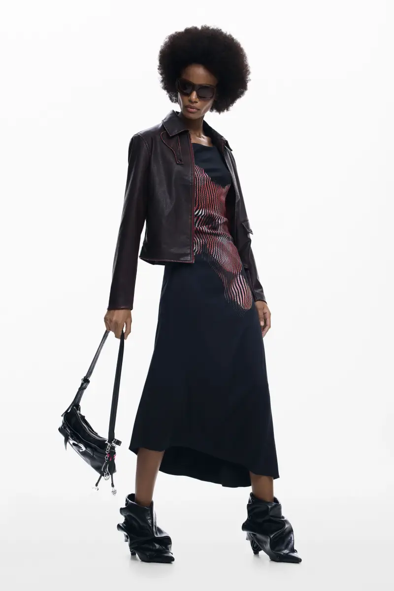 Abito midi pixelato BLACK