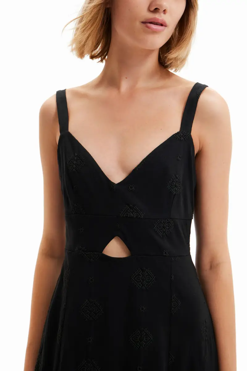 Abito midi ricamato BLACK miniatura 2