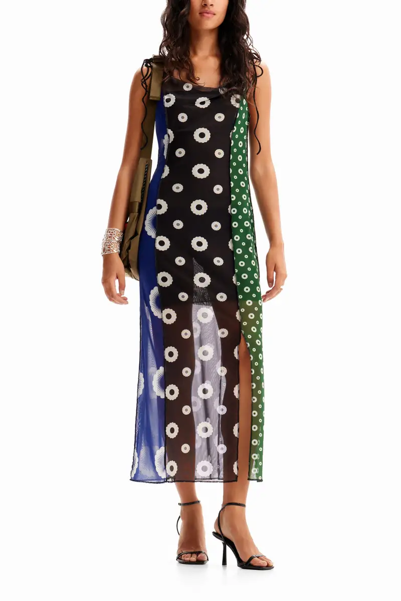 Abito midi sottoveste geometrico GREEN miniatura 2