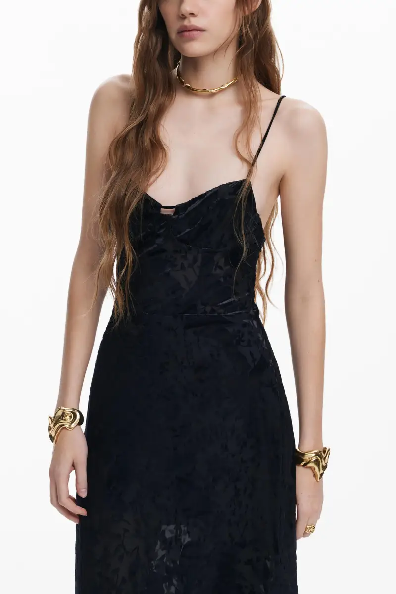 Abito midi stile lingerie BLACK miniatura 2