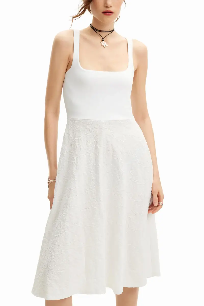 Abito midi svasato WHITE miniatura 2