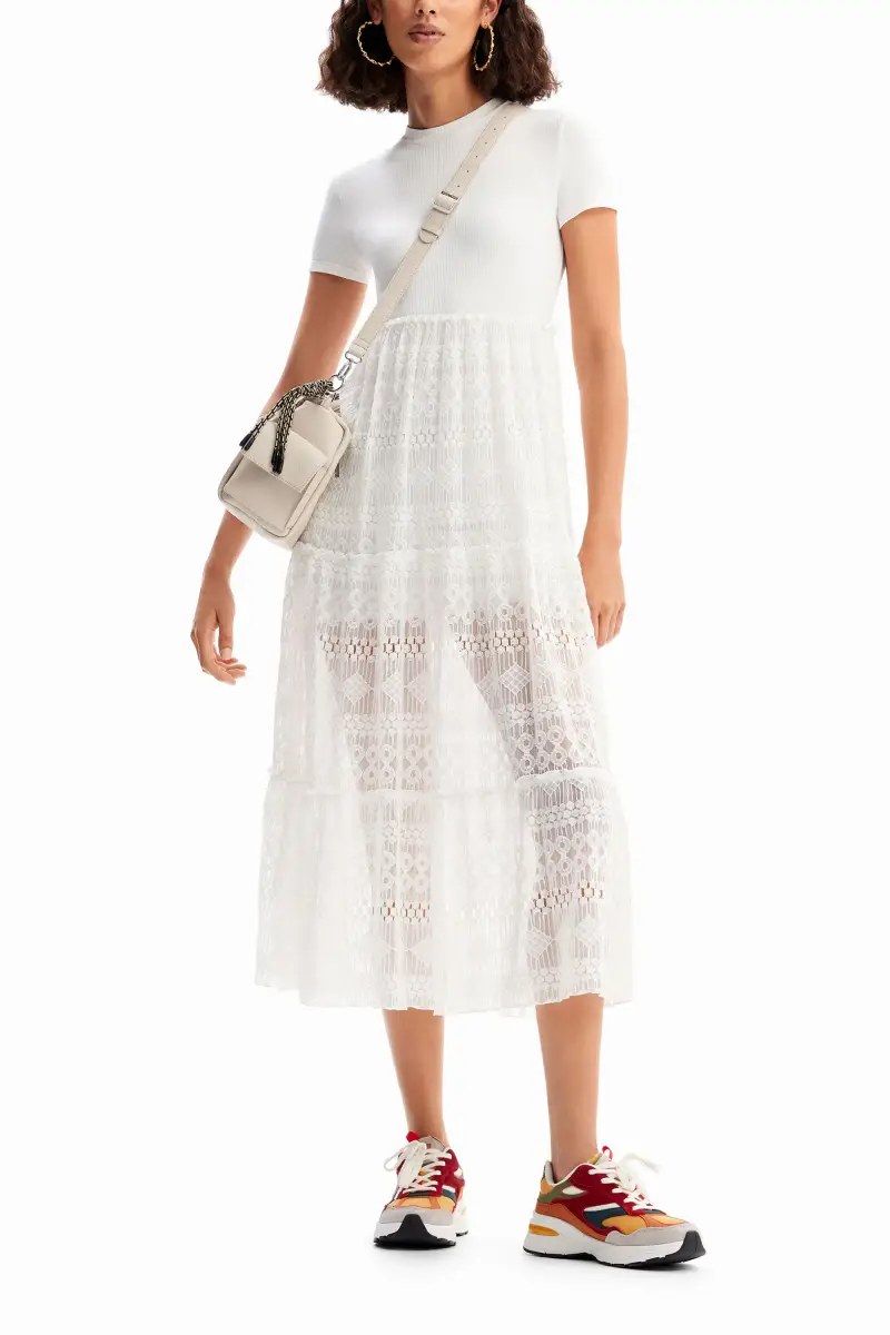 Abito midi tulle combinato WHITE miniatura 2