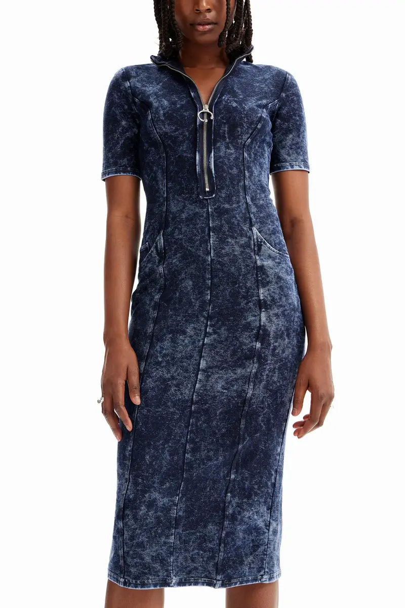 Abito midi zip BLUE miniatura 2