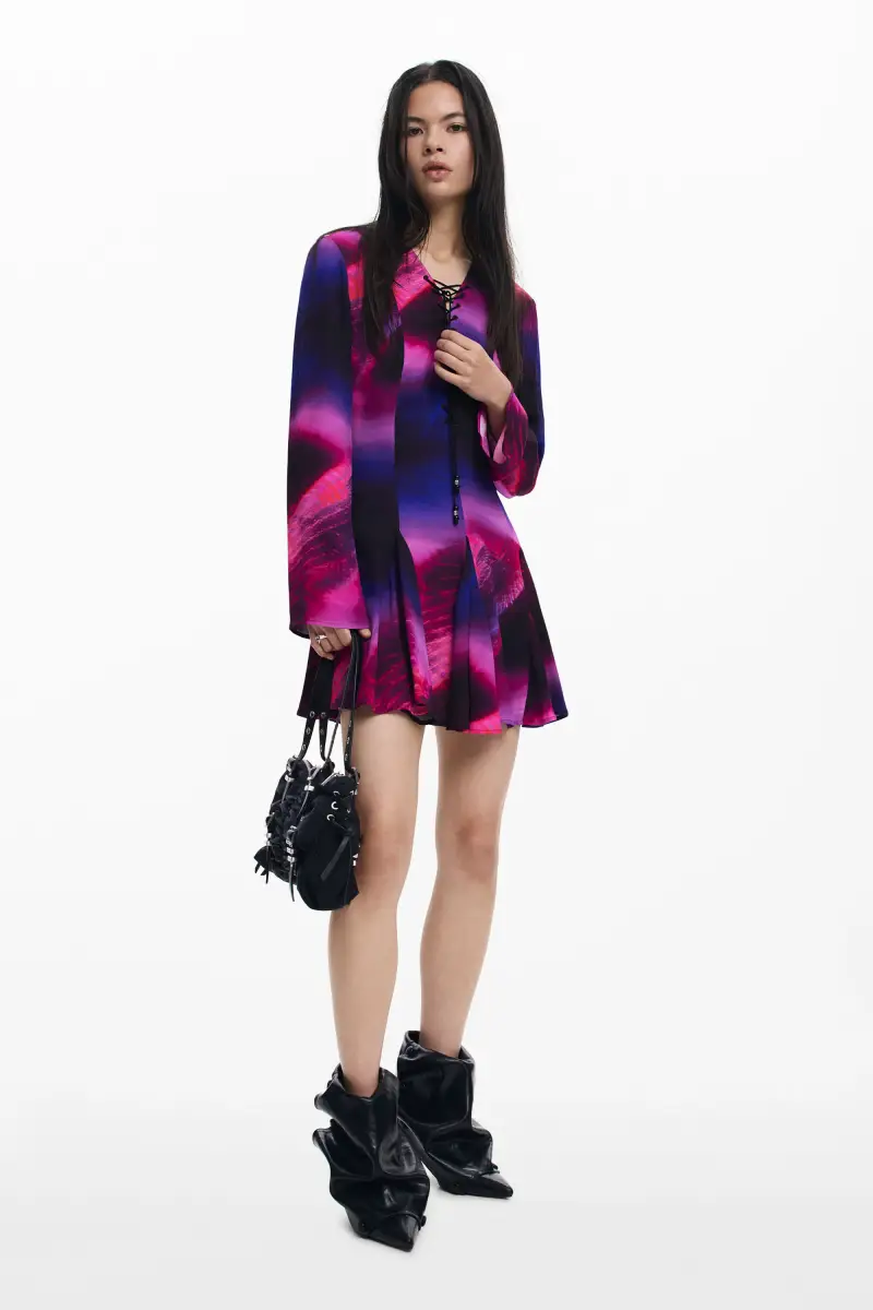 Abito scollato con nastri RED