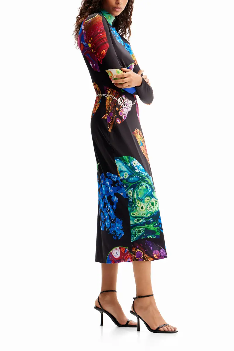 Abito slim midi minerale BLACK miniatura 2