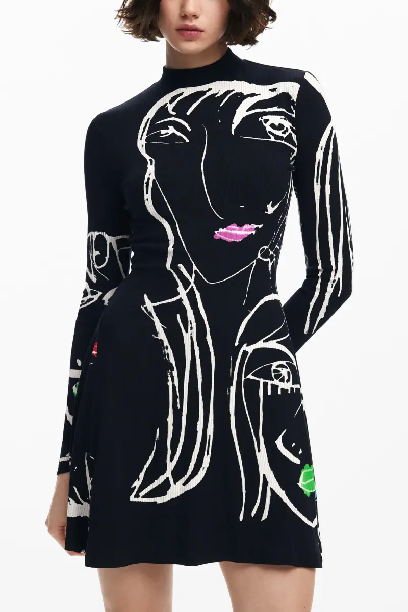 Abito stampato con volti BLACK miniatura 2