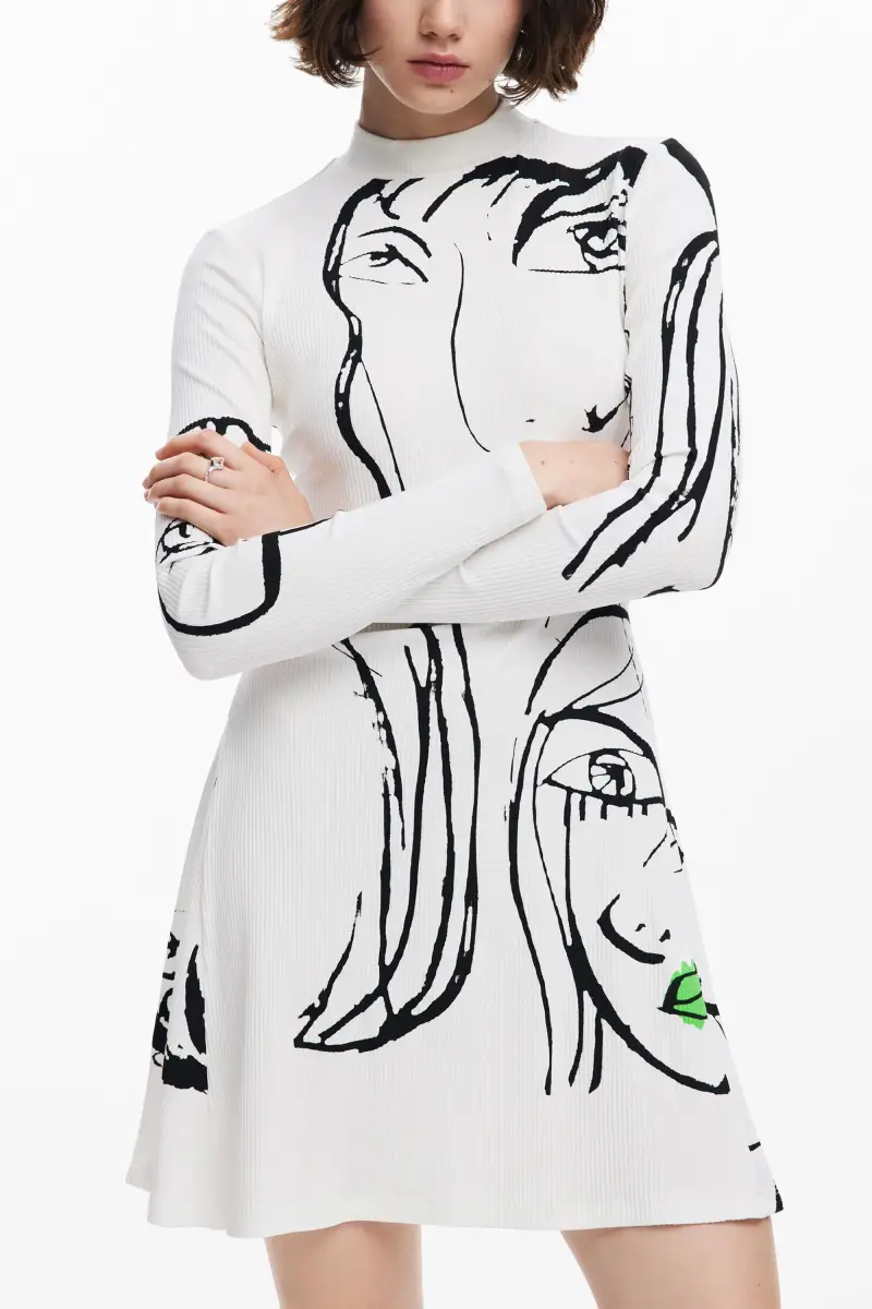 Abito stampato con volti WHITE miniatura 2