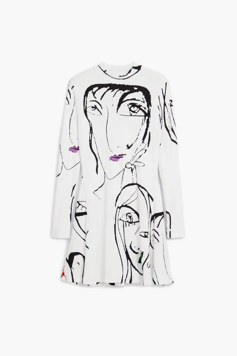 Abito stampato con volti WHITE