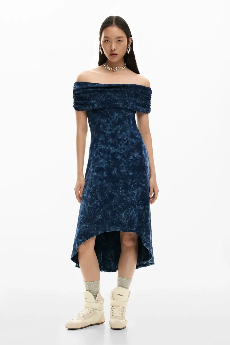 Abito tie-dye asimmetrico BLUE