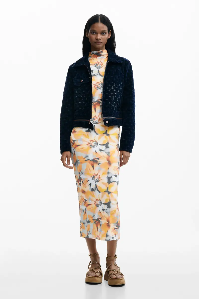 abito tubino a fiori ORANGE miniatura 2