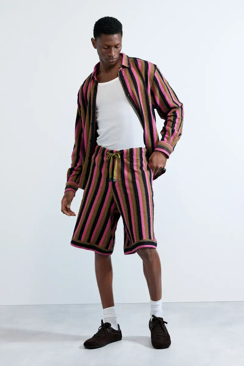 bermuda a righe in maglia RED