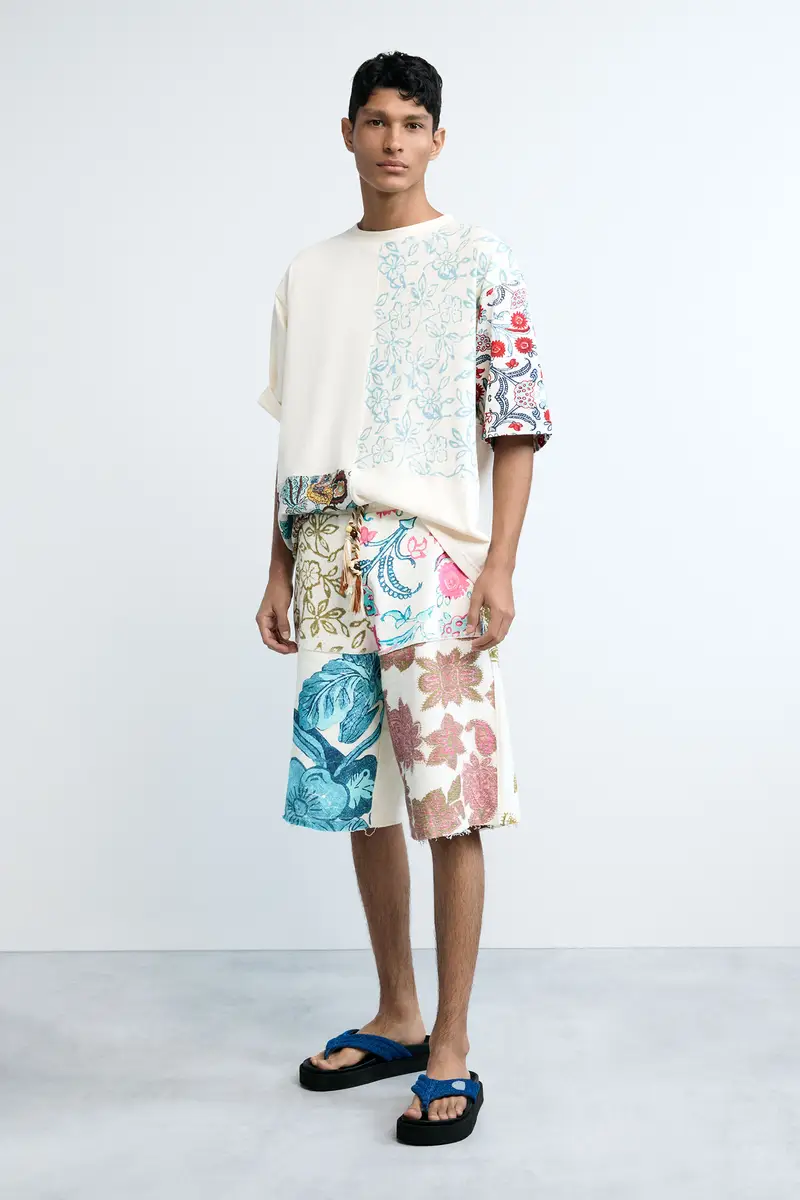 bermuda in maglia a fiori WHITE