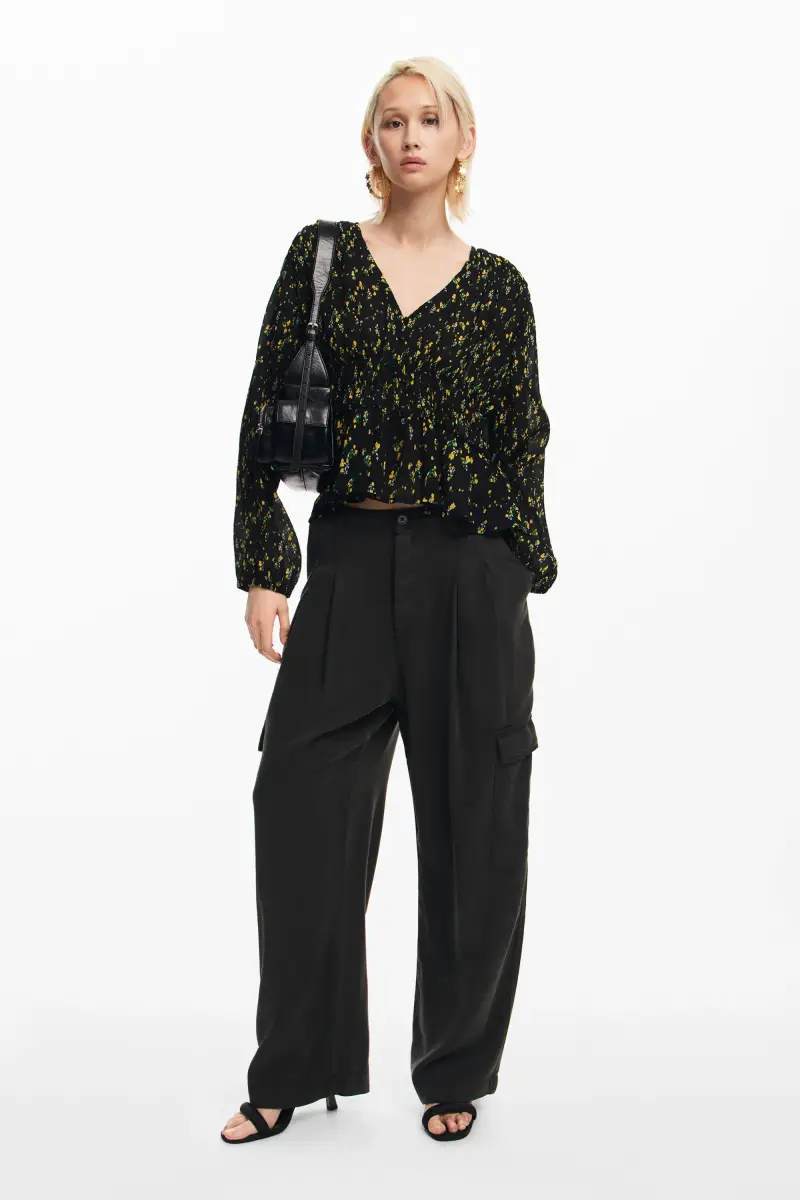 Blusa a fiori BLACK miniatura 2