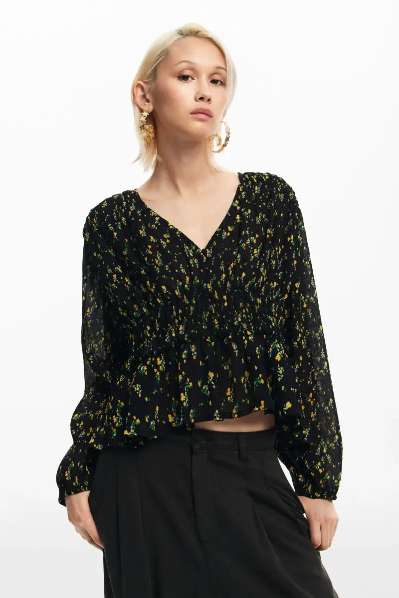 Blusa a fiori BLACK