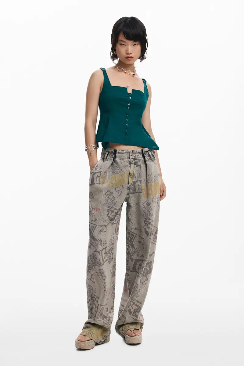 Blusa con spalline e bottoni WHITE