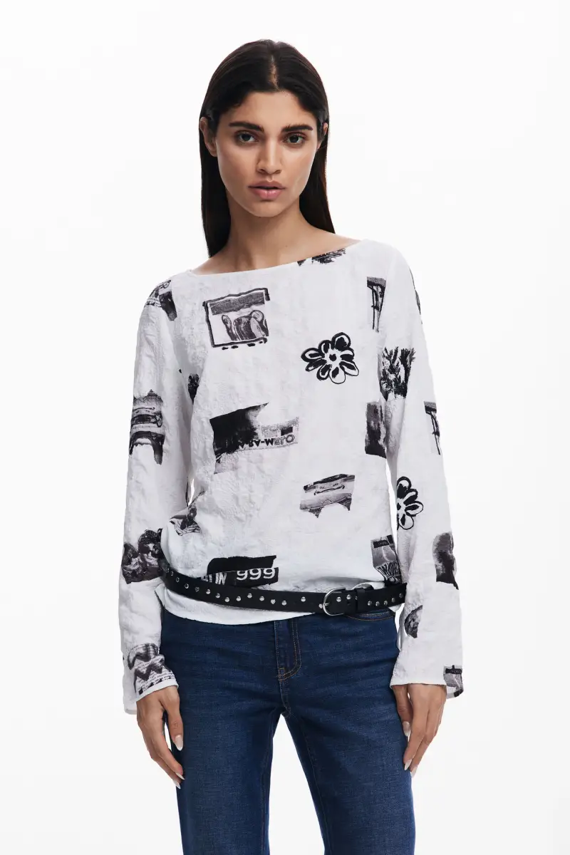 Blusa con texture fiocchi WHITE