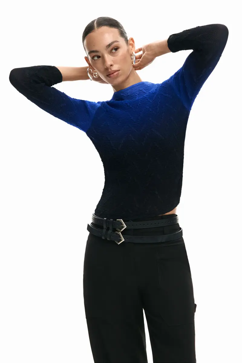 Blusa con texture sfumata BLUE