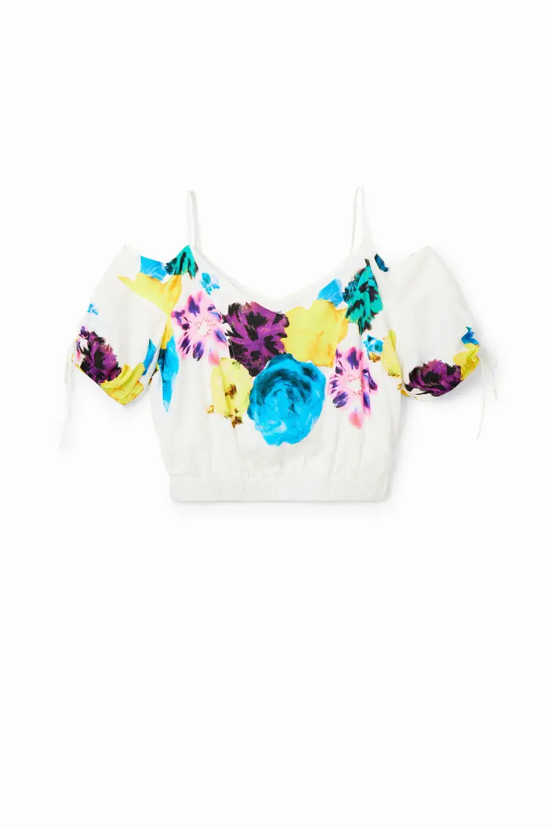 Blusa corta fiori arricciati M.Christian Lacroix WHITE