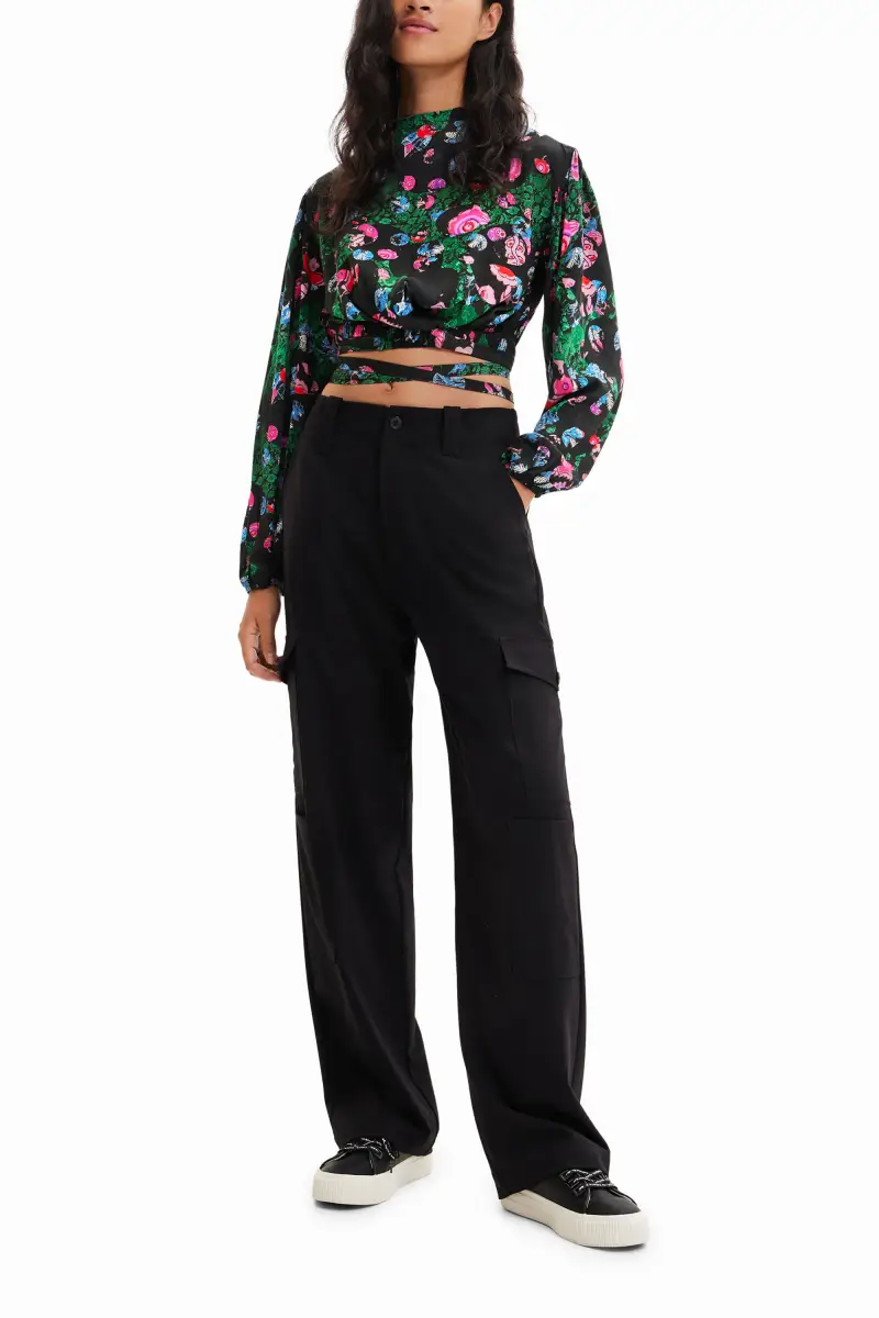 Blusa corta floreale M. Christian Lacroix BLACK miniatura 2