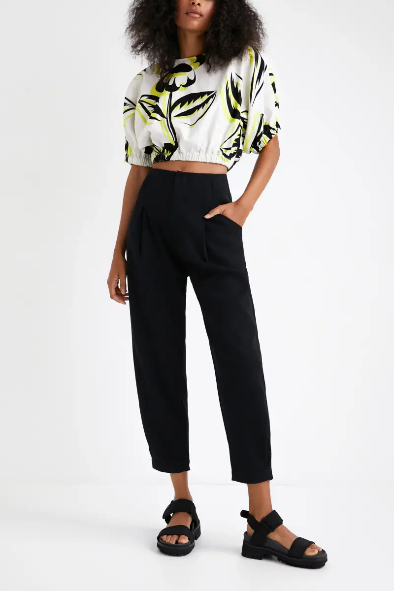 Blusa corta floreale WHITE miniatura 2