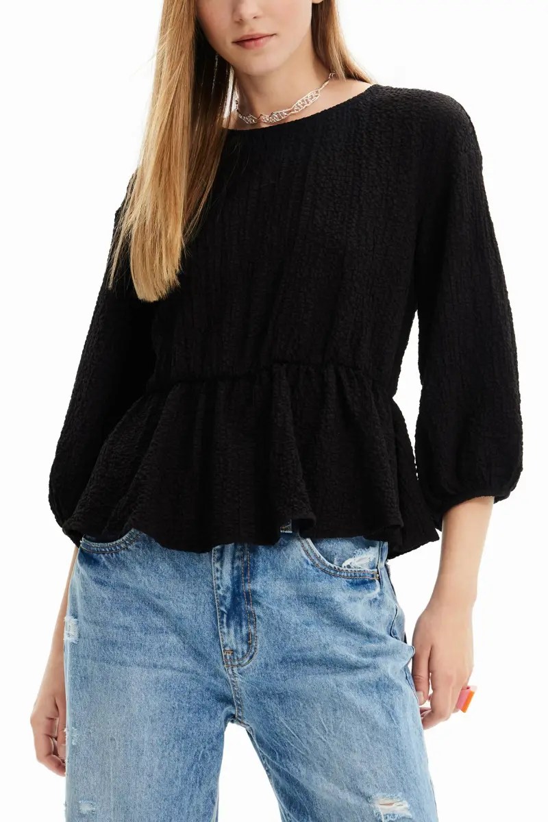 Blusa cut-out texture BLACK miniatura 2