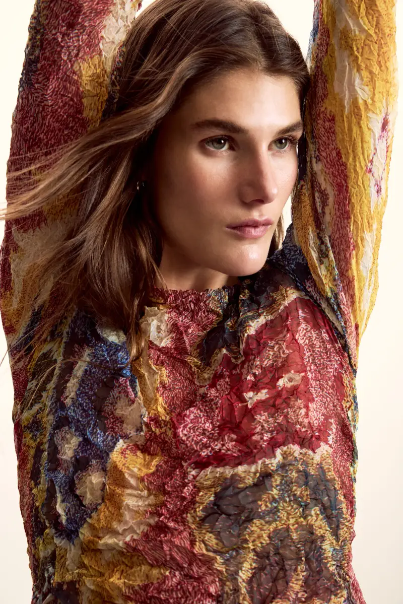 Desigual Blusa donna in tessuto georgette con stampa etnica miniatura 2