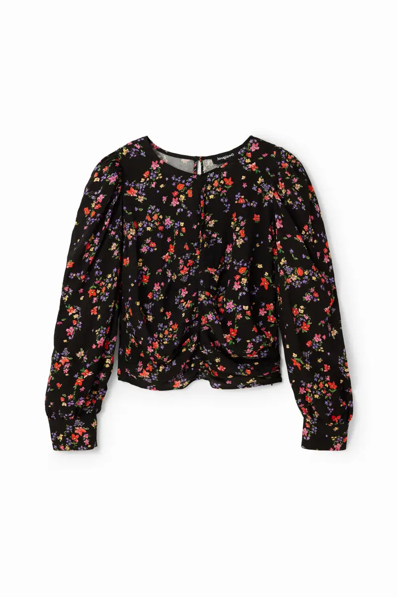 Blusa floreale ruches BLACK