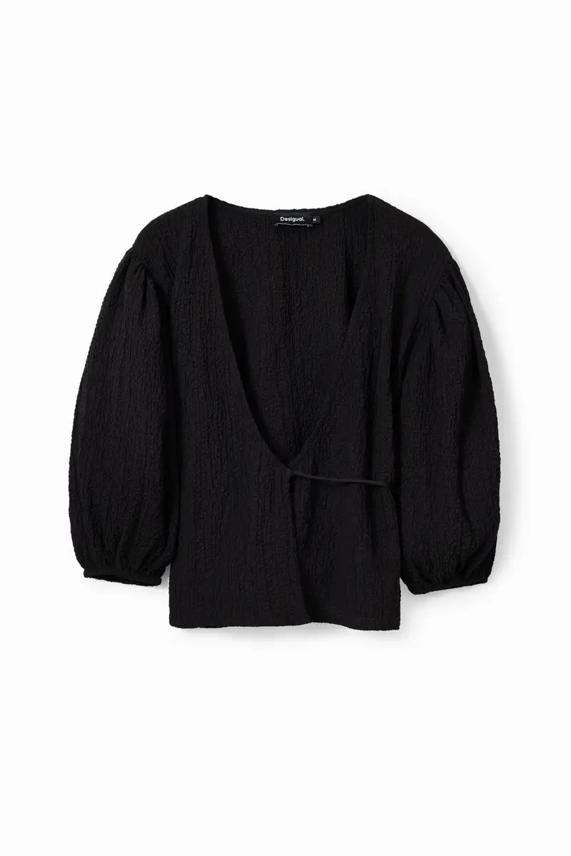 Blusa incrociata texture BLACK