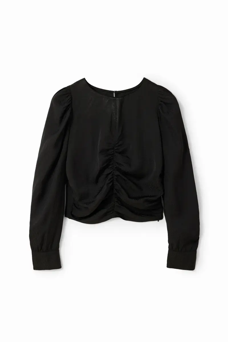 Blusa jacquard ruches BLACK
