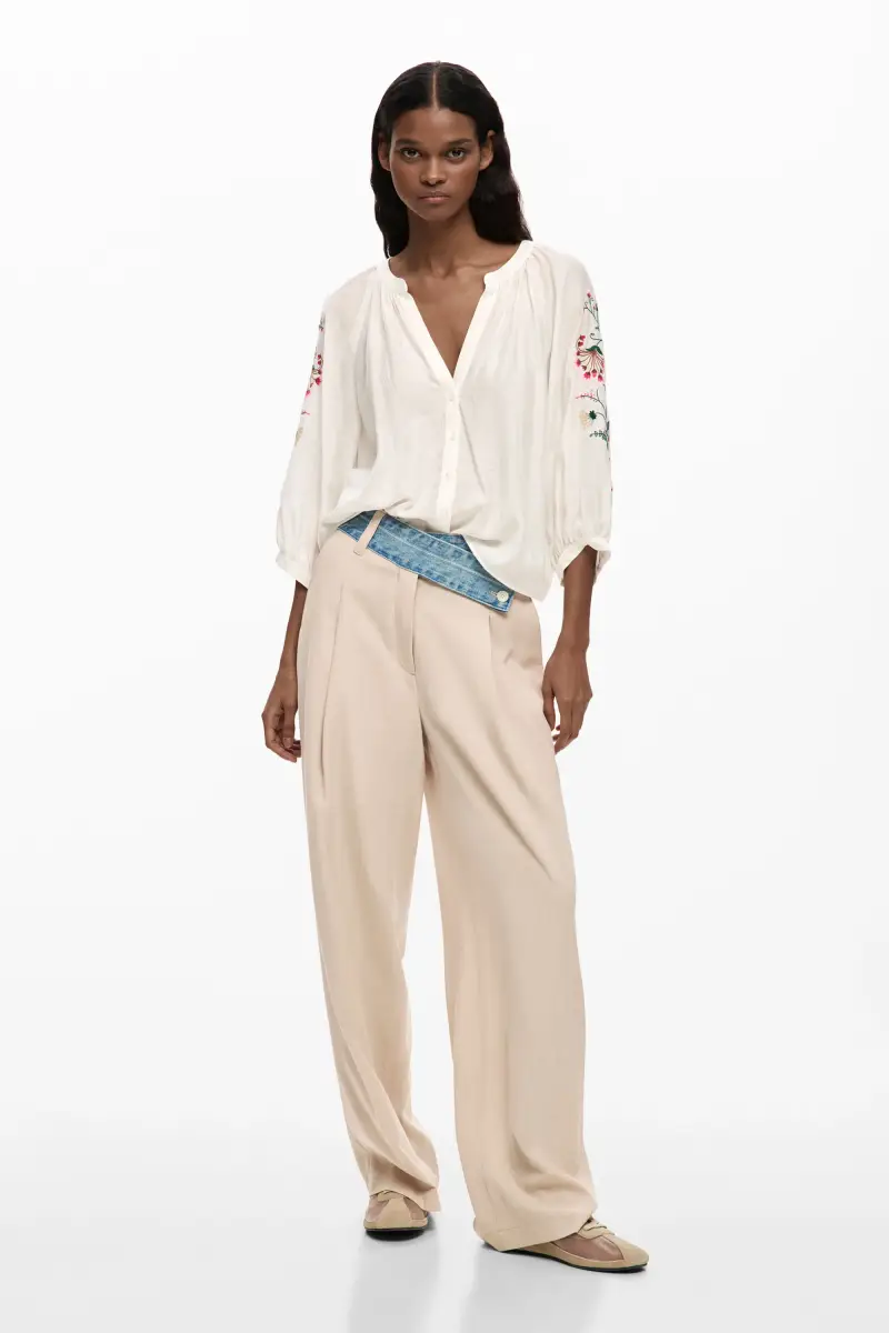 blusa maniche ricamate WHITE miniatura 2